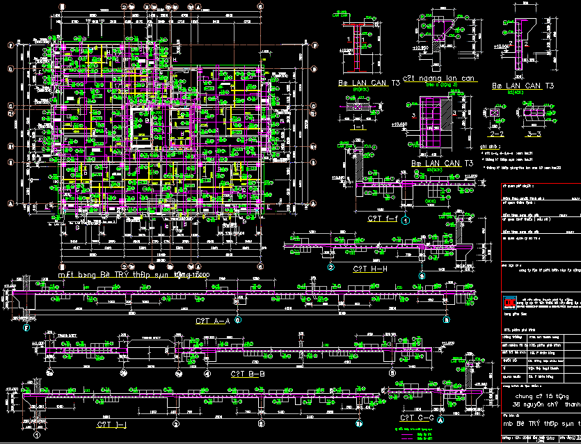 File thiết kế Bản vẽ đầy đủ kết cấu cho nhà cao 15 tầng